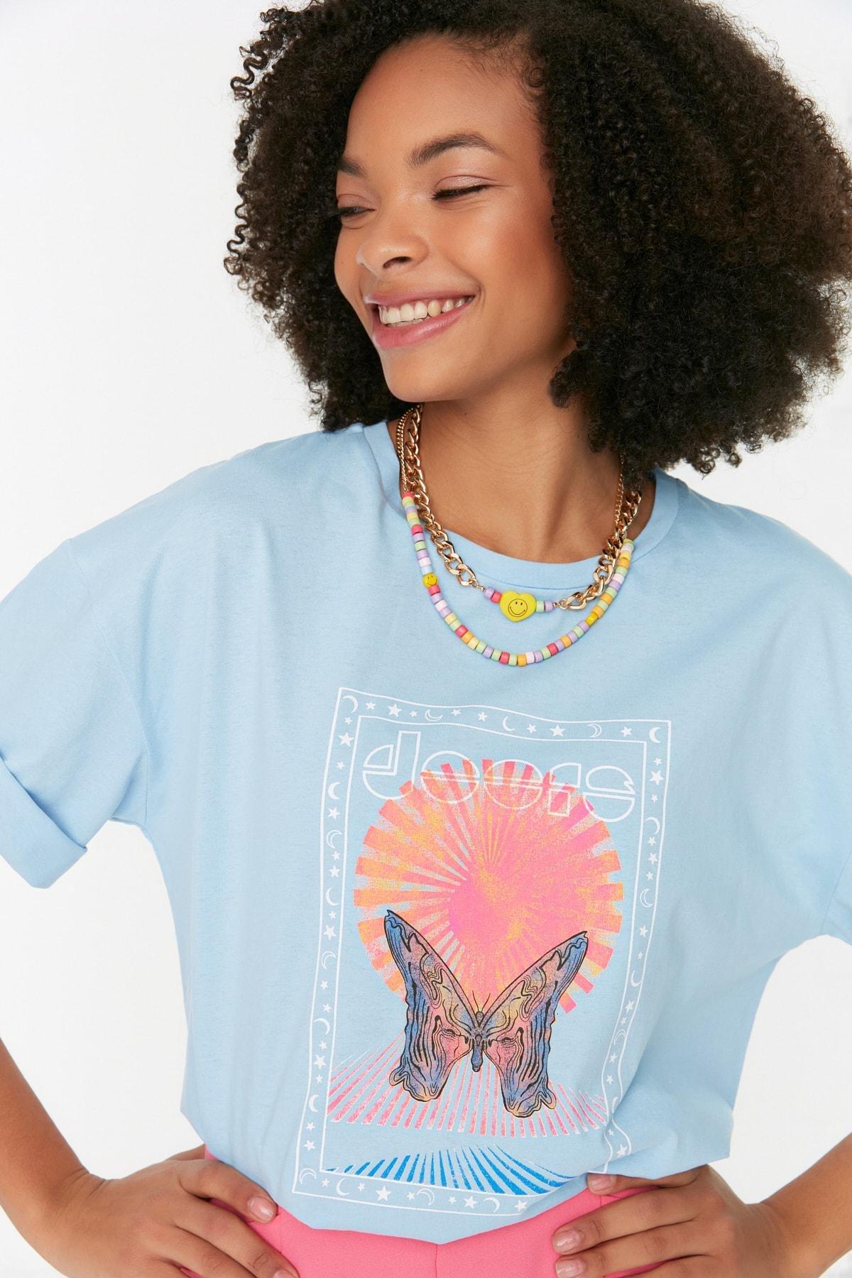 Navy Oversize Crew Neck Tshirt, Dark blue, large image number 3