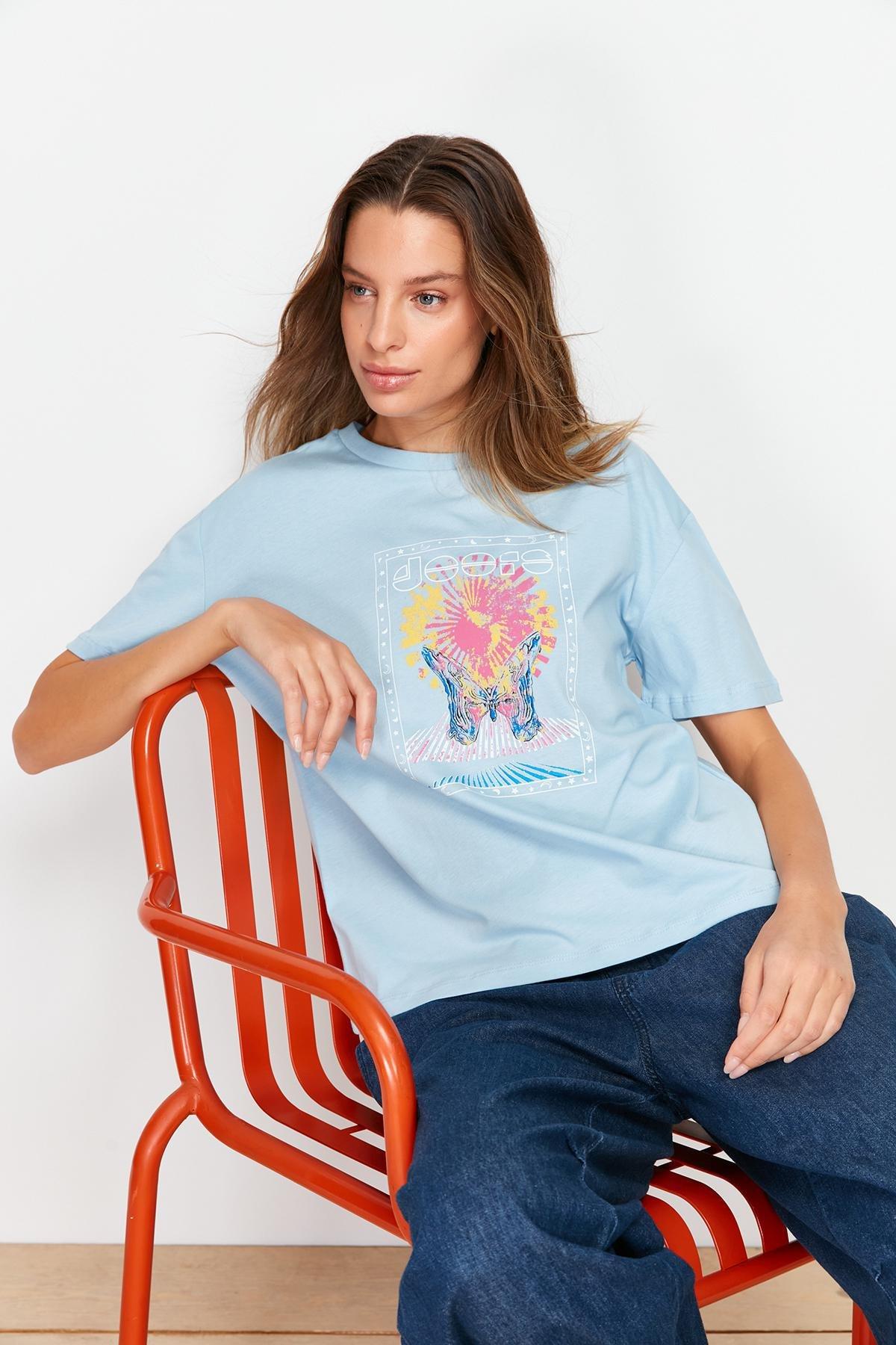 Navy Oversize Crew Neck Tshirt, Dark blue, large image number 4