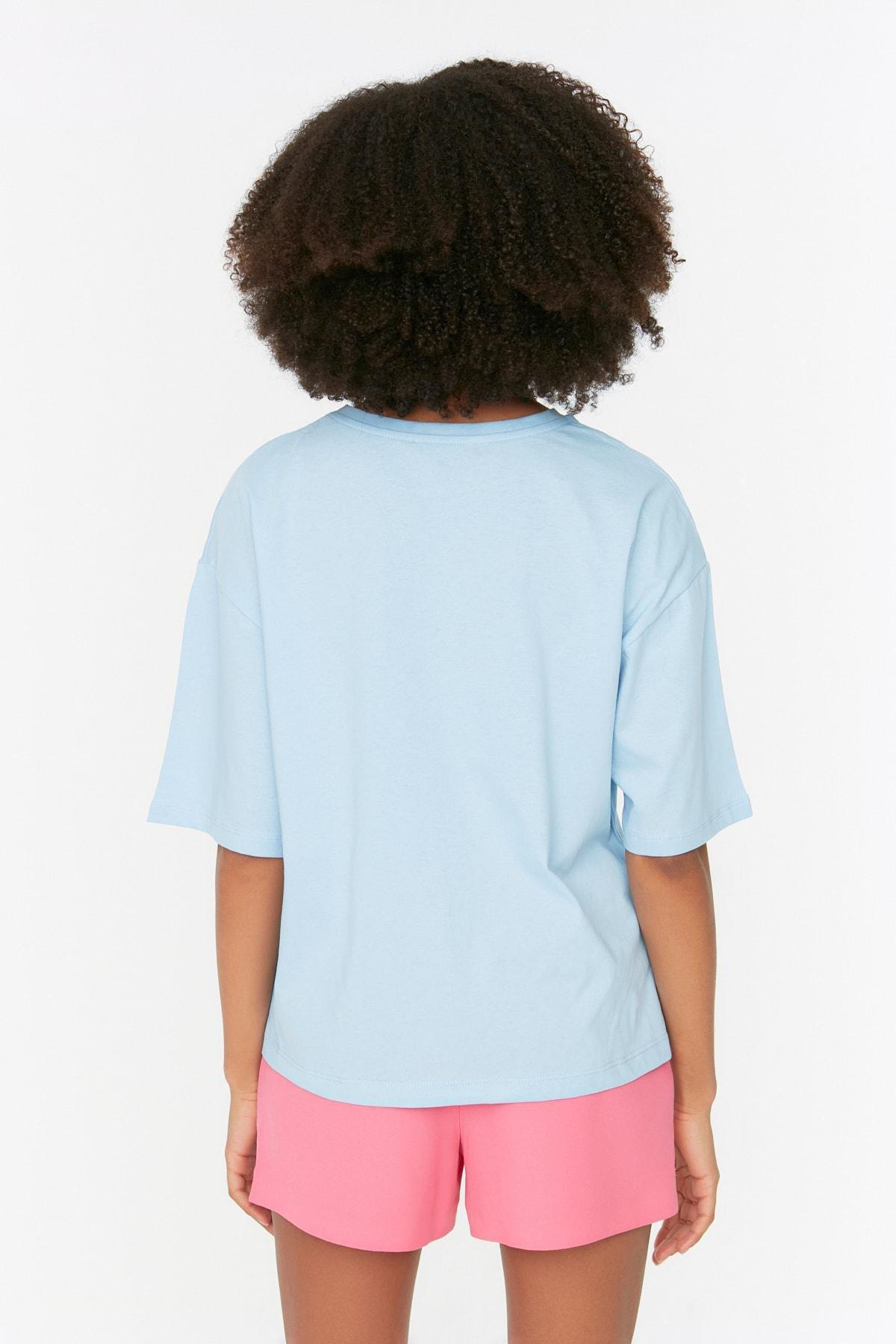 Navy Oversize Crew Neck Tshirt, Dark blue, large image number 8