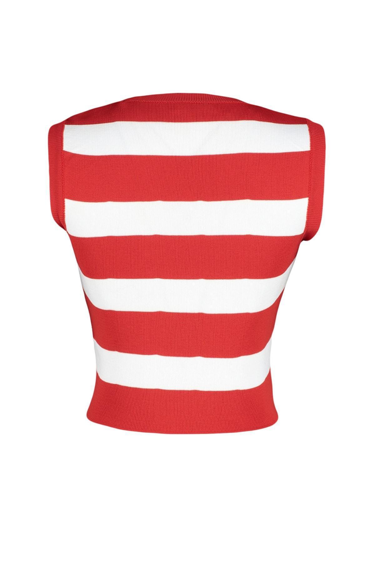 Red Striped Crop Top, , large image number 7