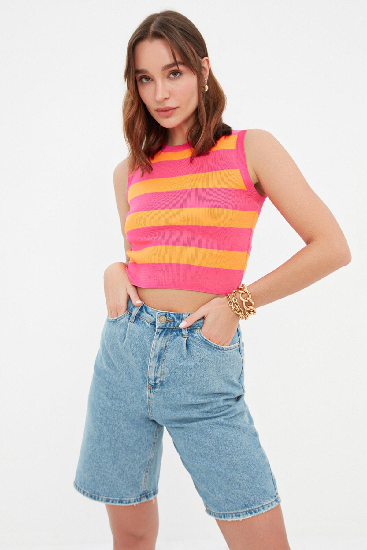Purple Slim Striped Blouse, , large image number 0