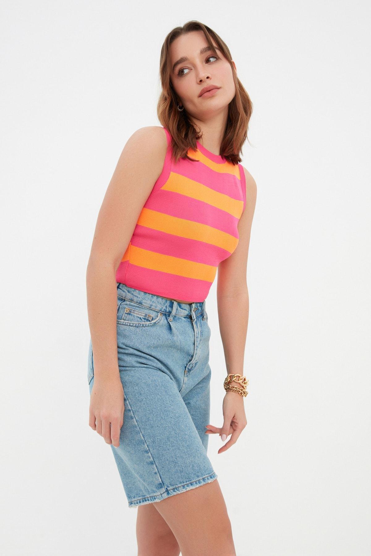 Purple Slim Striped Blouse, , large image number 1