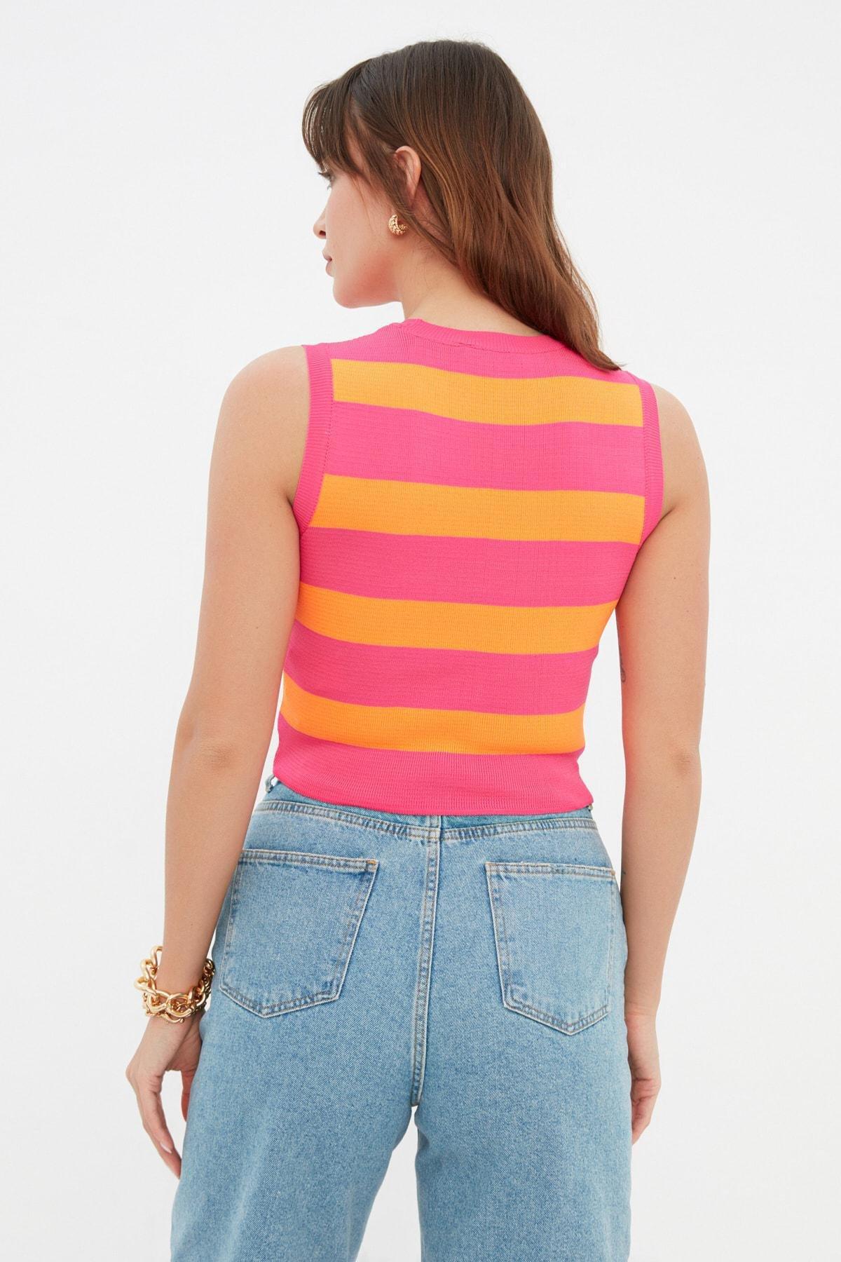 بلوزة مخططة بقصة سليم فت، بنفسجي, Purple, large image number 4