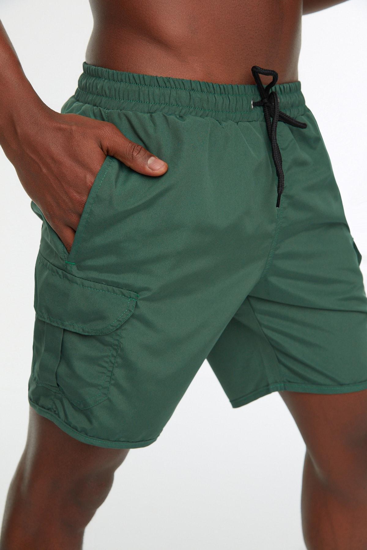 Trendyol - Green Plain Swim Shorts