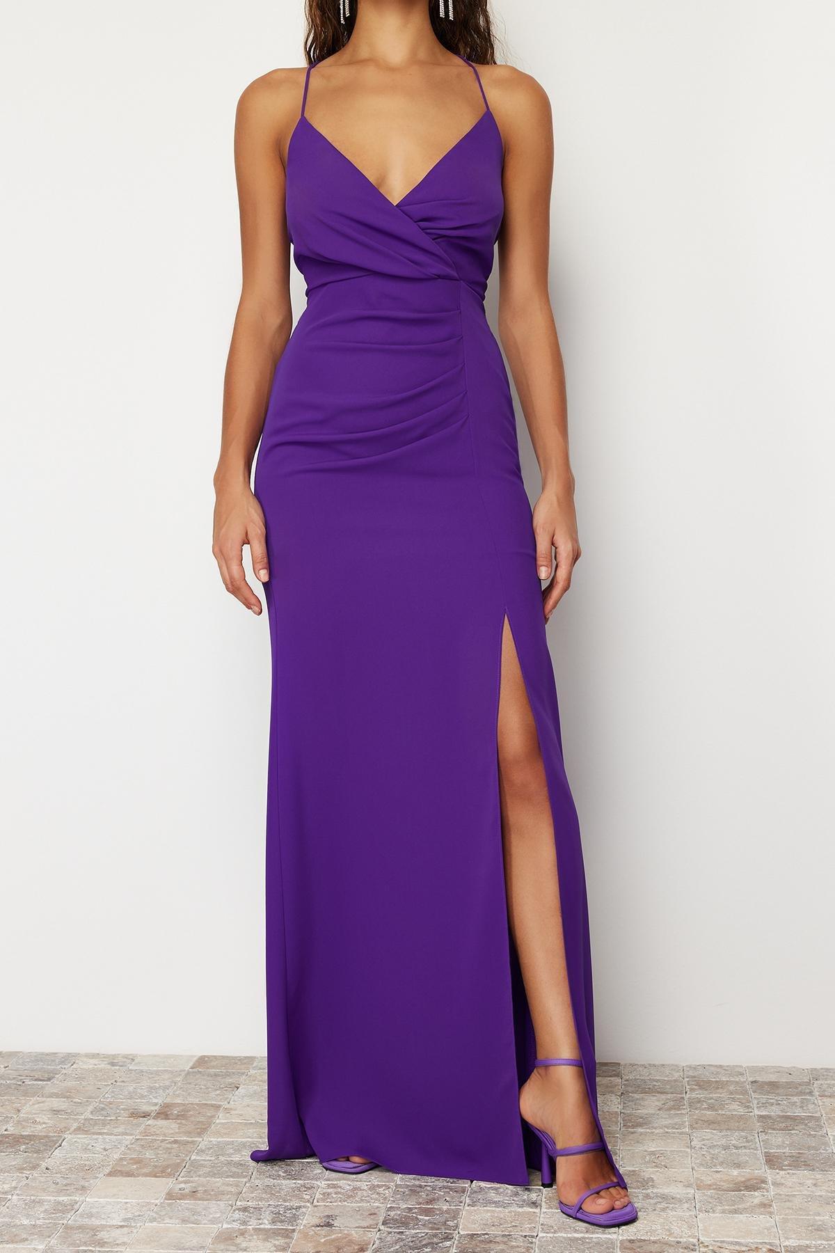 Purple Detailed Back Occasionwear Dress, , large image number 3