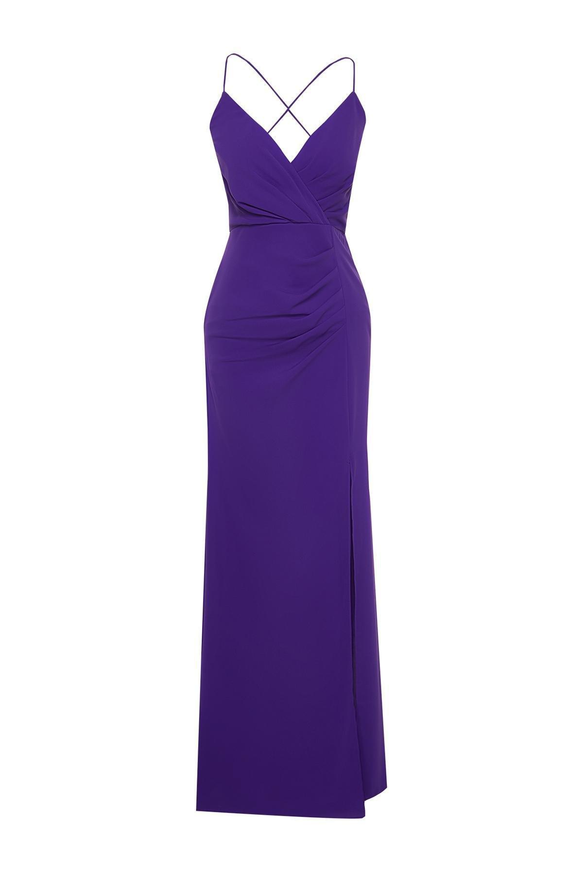 Purple Detailed Back Occasionwear Dress, , large image number 5