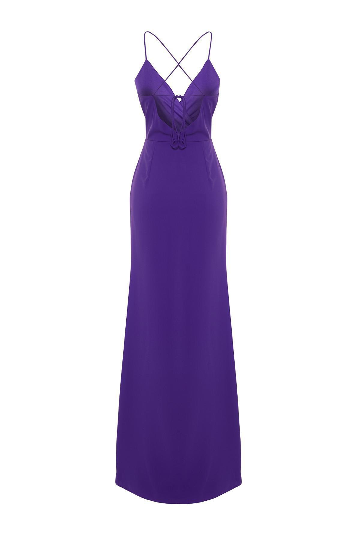 Purple Detailed Back Occasionwear Dress, , large image number 6