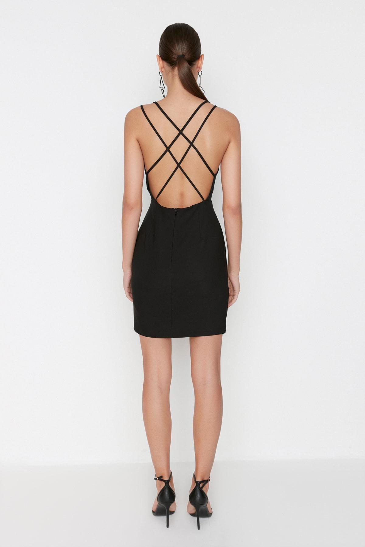 Black Bodycon V-Neck Dress, , large image number 4
