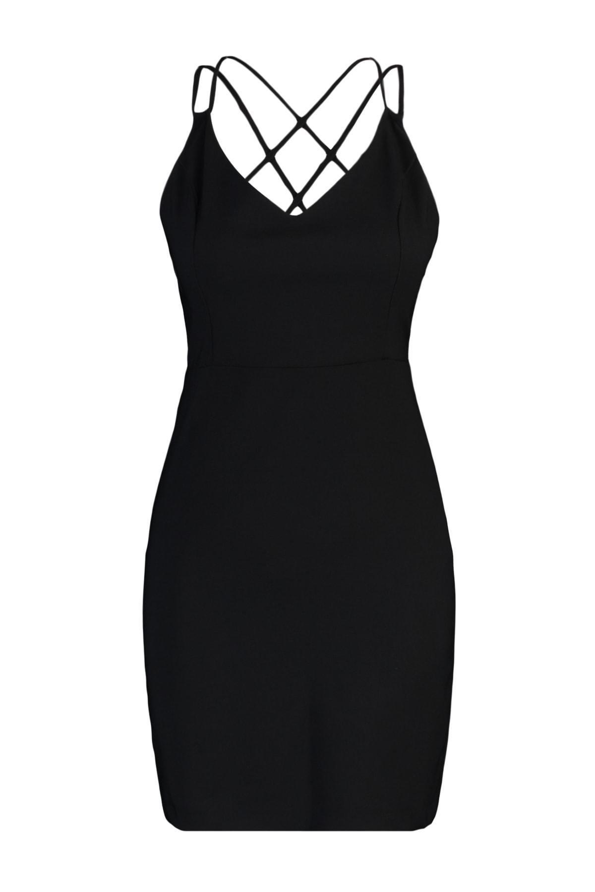 Black Bodycon V-Neck Dress, , large image number 5
