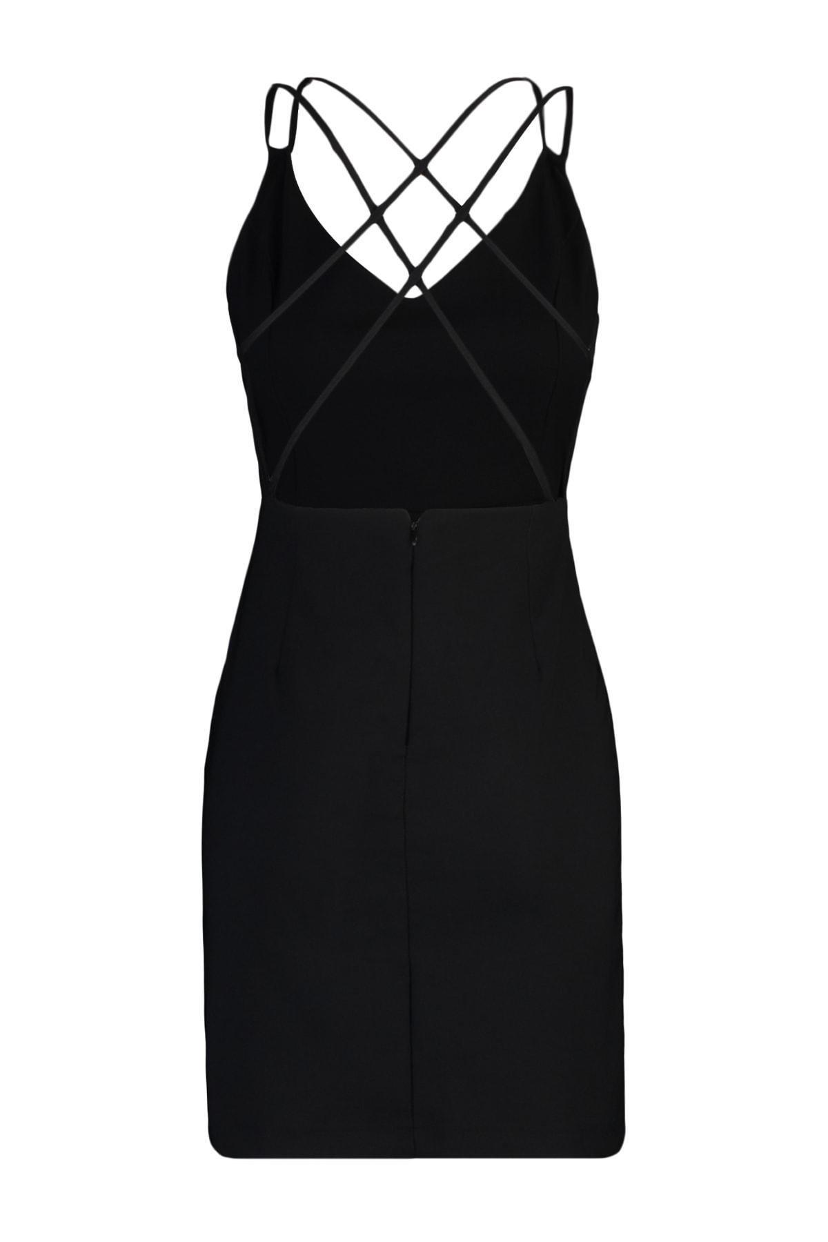 Black Bodycon V-Neck Dress, , large image number 7