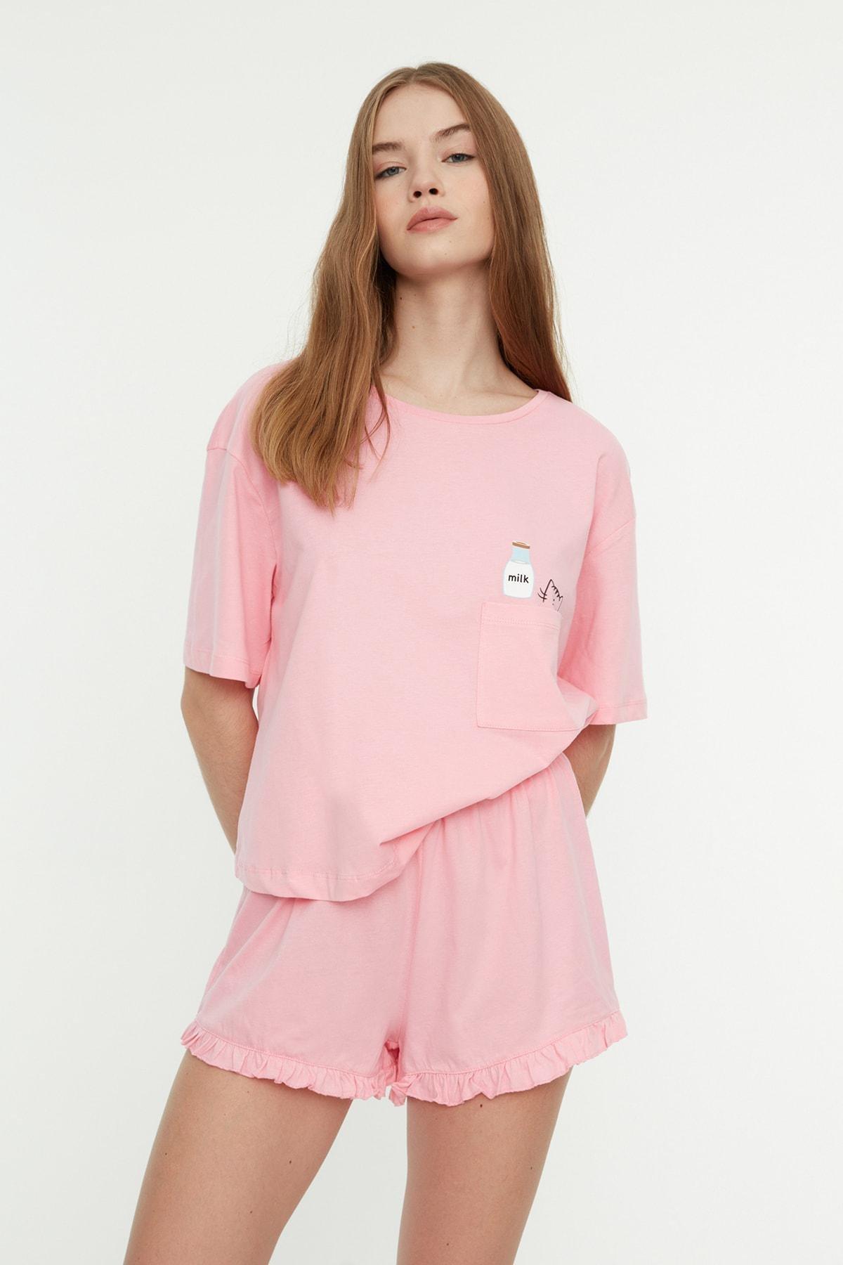 Pink Plain Pajama Set, , large image number 0