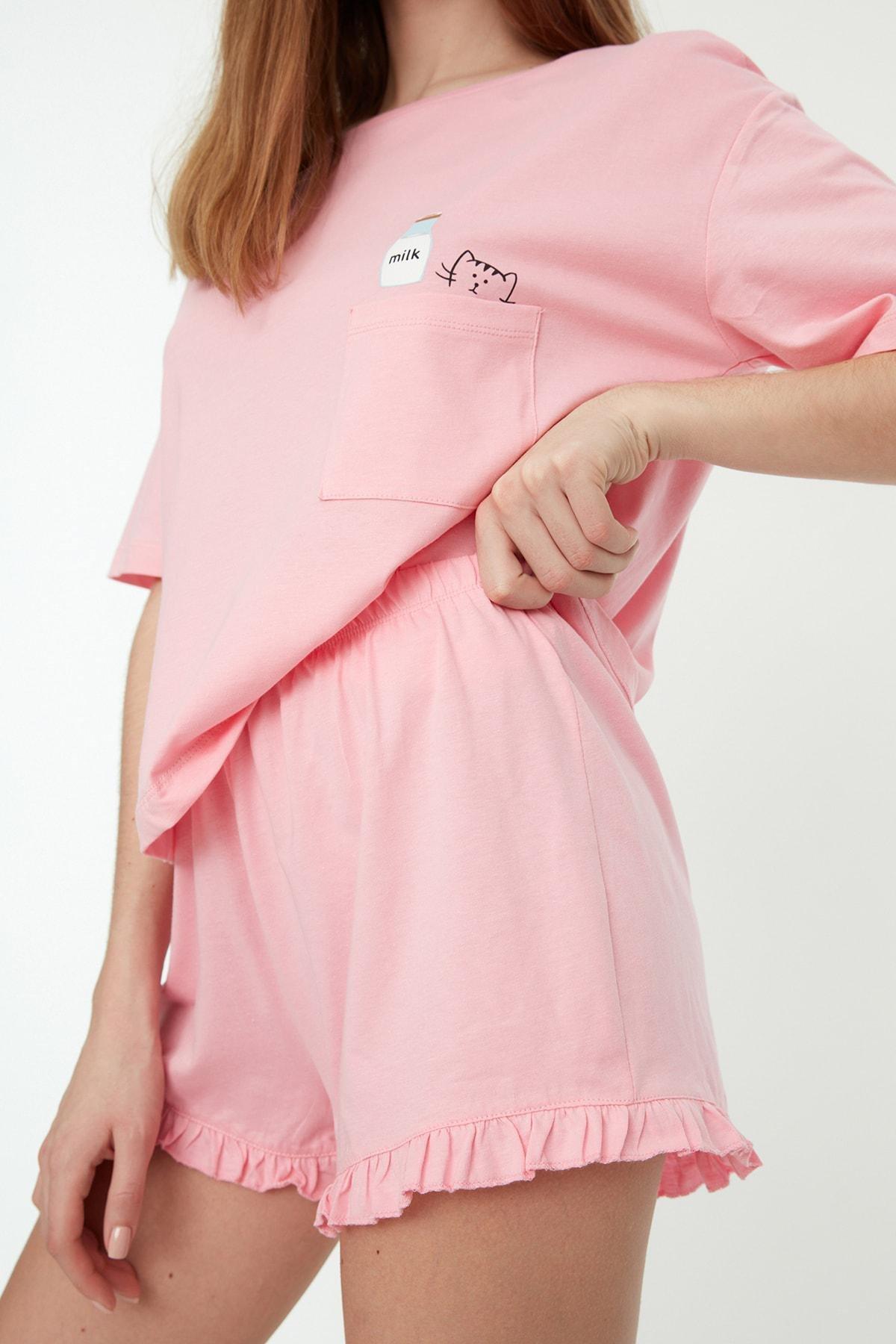 Pink Plain Pajama Set, , large image number 2