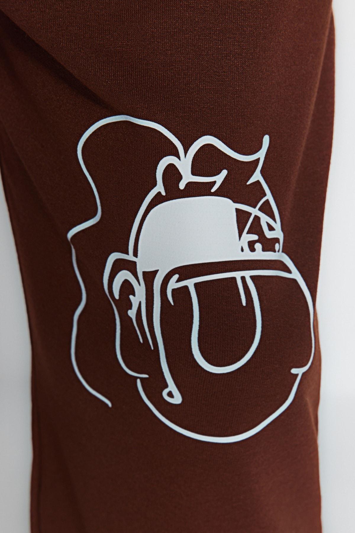 Brown Oversize Jogger Sweatpants, Brown, large image number 5