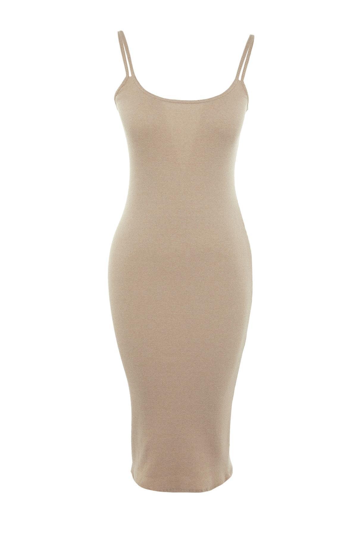 Brown Fitted Bodycon Dress, , large image number 4