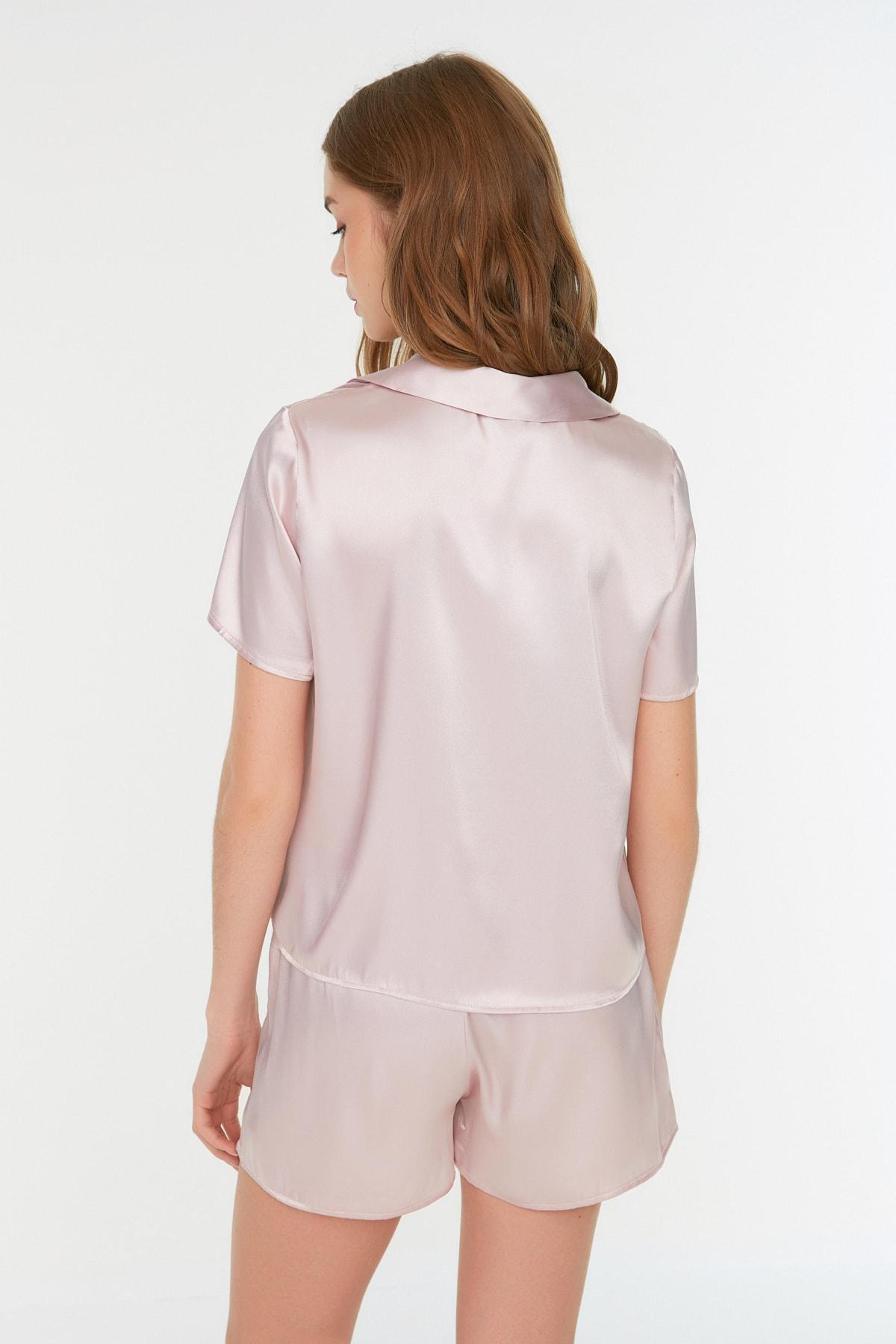 Pink Lapel Collar Pyjama Set, , large image number 4