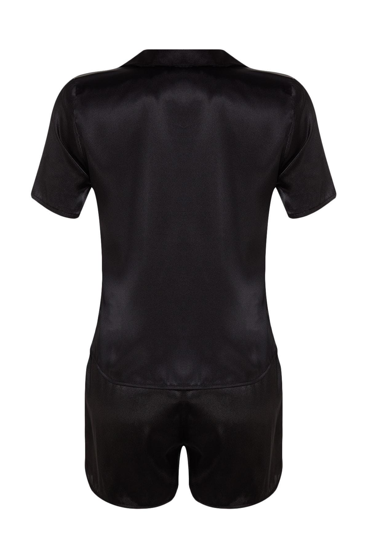 Trendyol - Black Lapel Collar Pajama Set