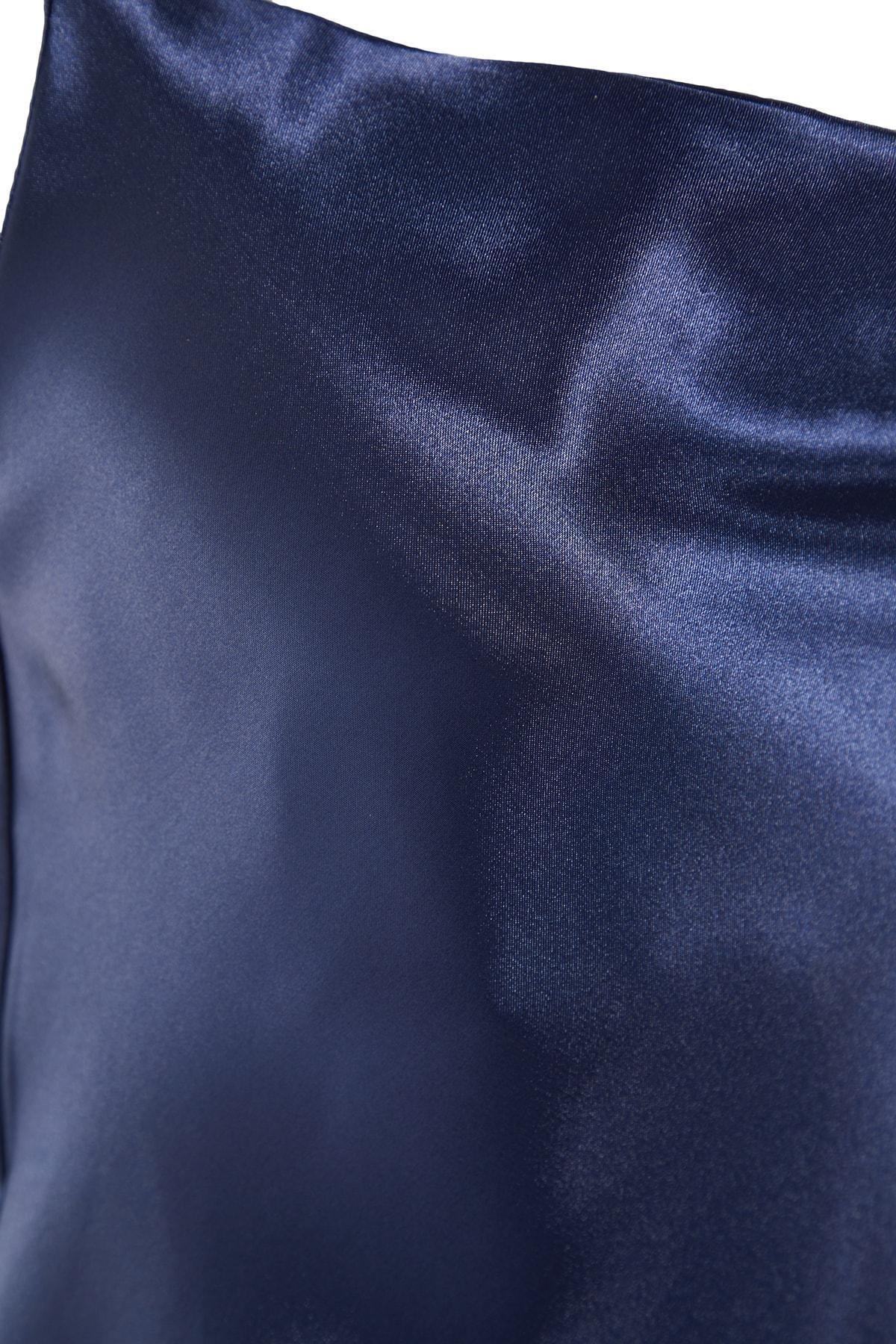 Navy V-Neck One Shoulder Nightgown, Dark blue, large image number 6