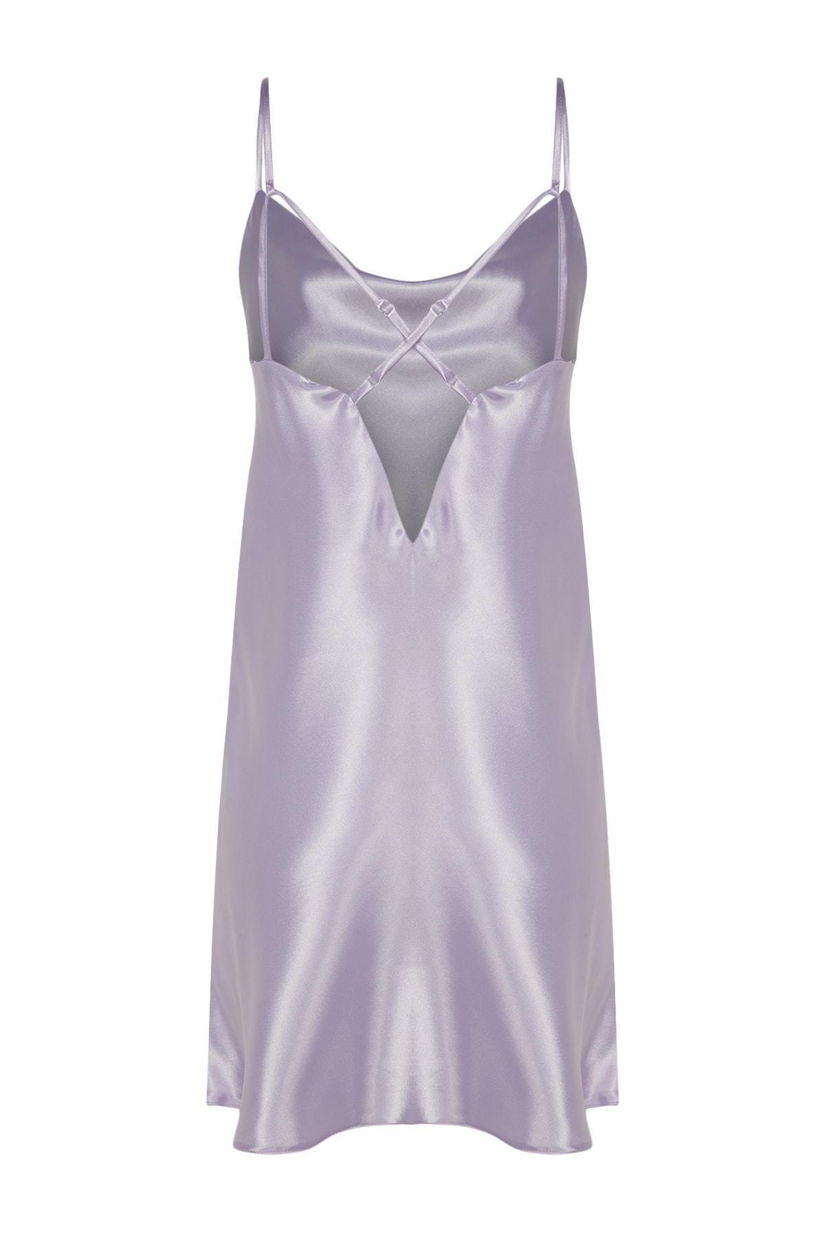 Trendyol - Purple One Shoulder V-Neck Nightgown