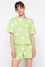 Trendyol - Green Geometric Pattern Pajama Set