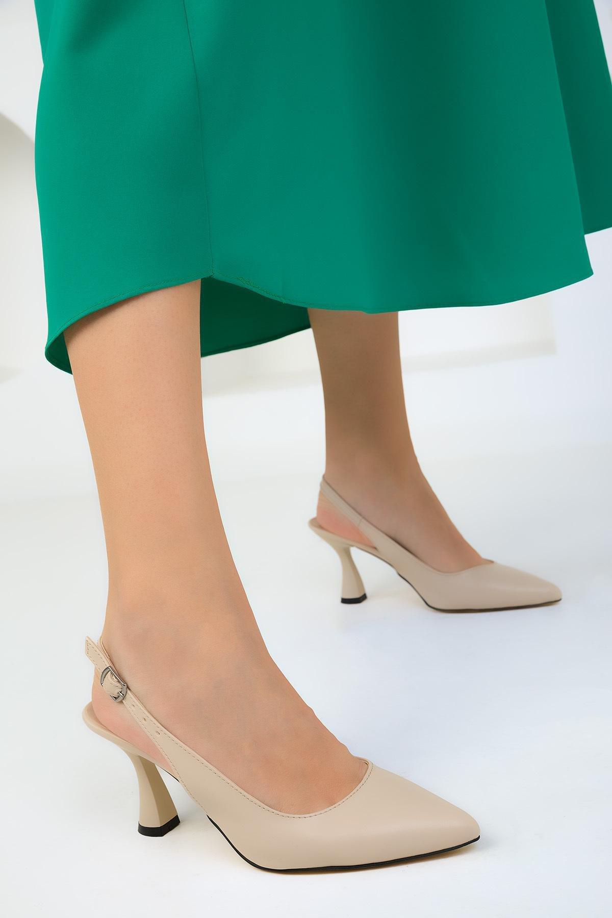 Beige Classic Heeled Shoes, , large image number 3