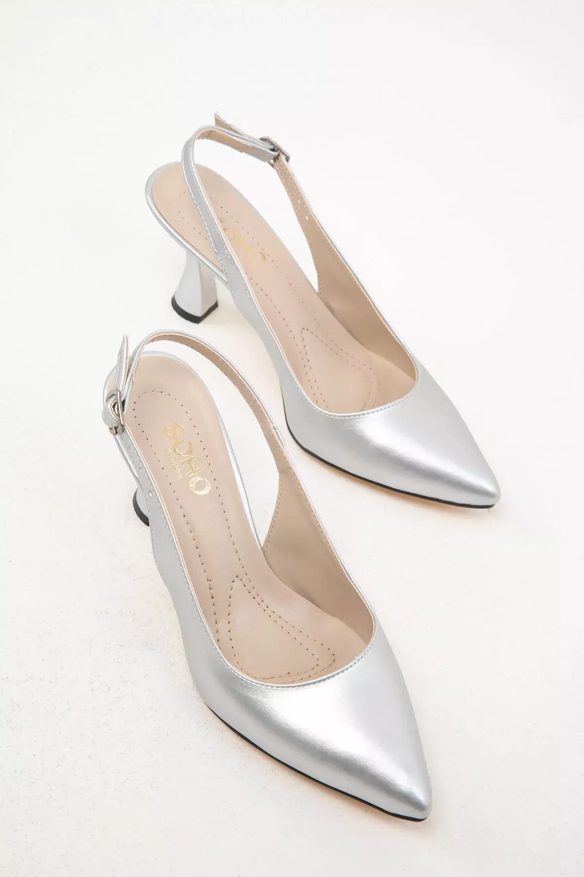 Silver Classic Heeled Shoes, , large image number 1