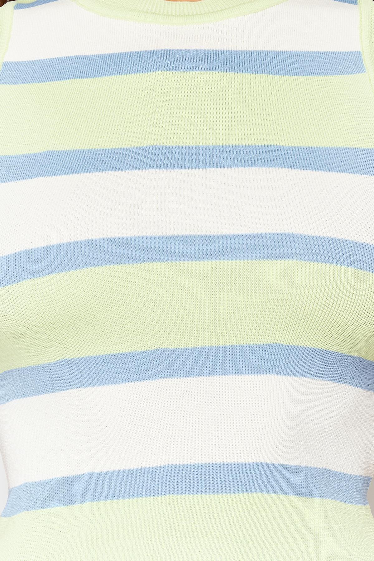 Green Crop Knitwear Blouse, Green, large image number 3