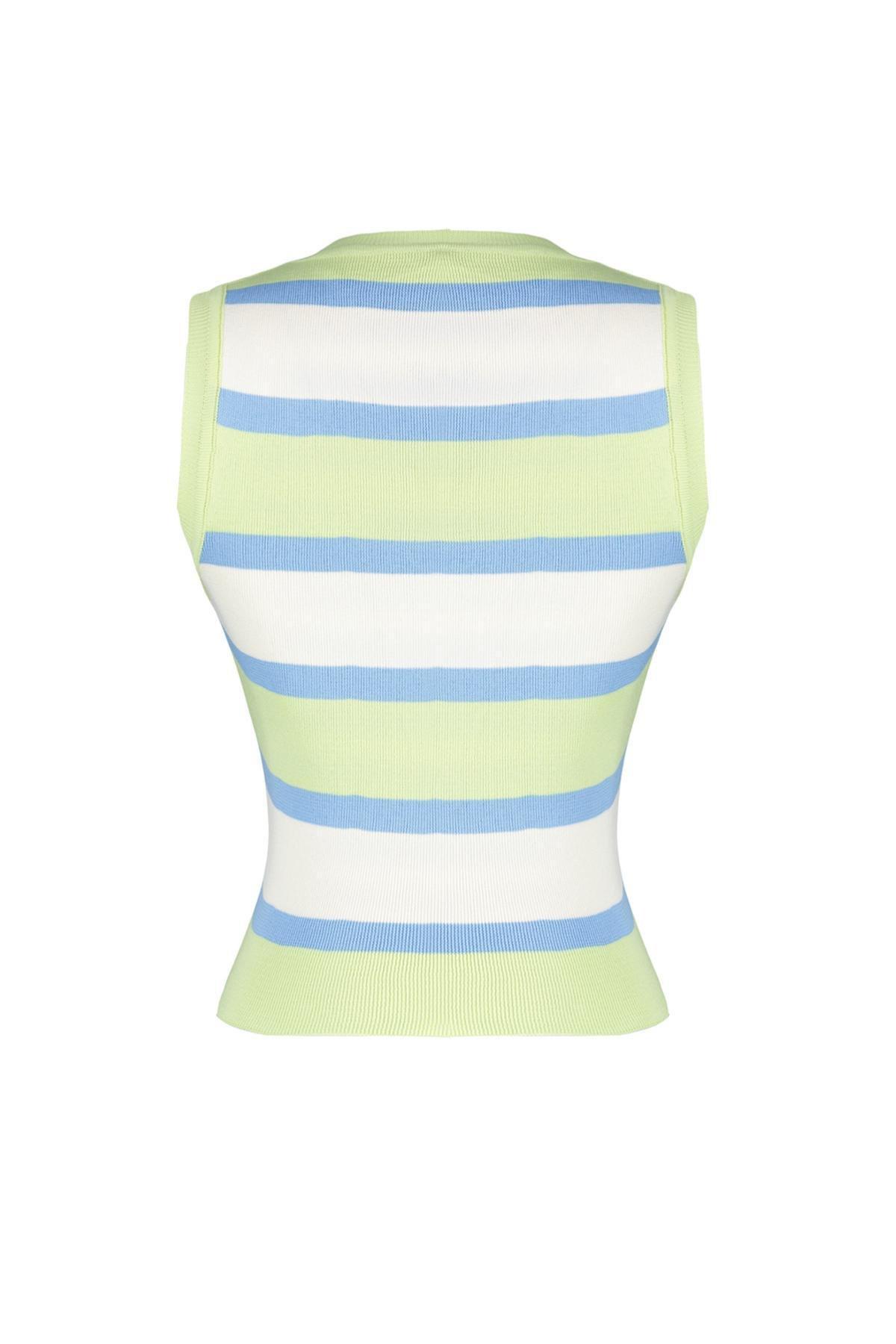 Green Crop Knitwear Blouse, Green, large image number 5