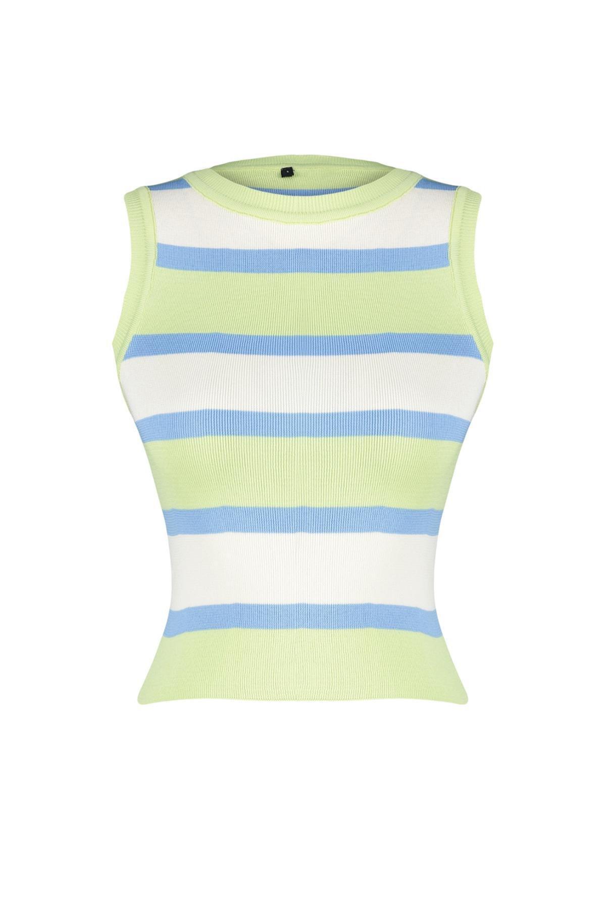 Green Crop Knitwear Blouse, Green, large image number 6