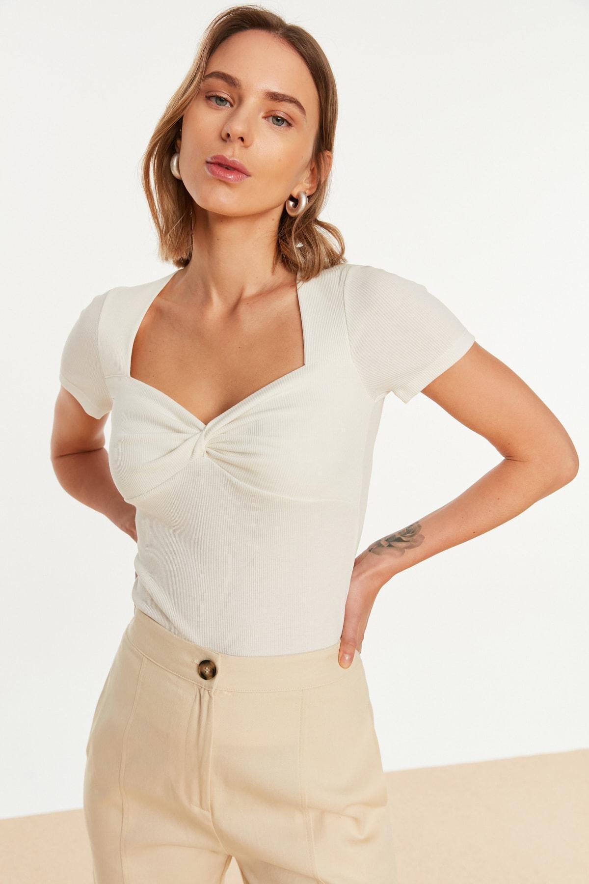 Cream Slim Blouse, , large image number 0