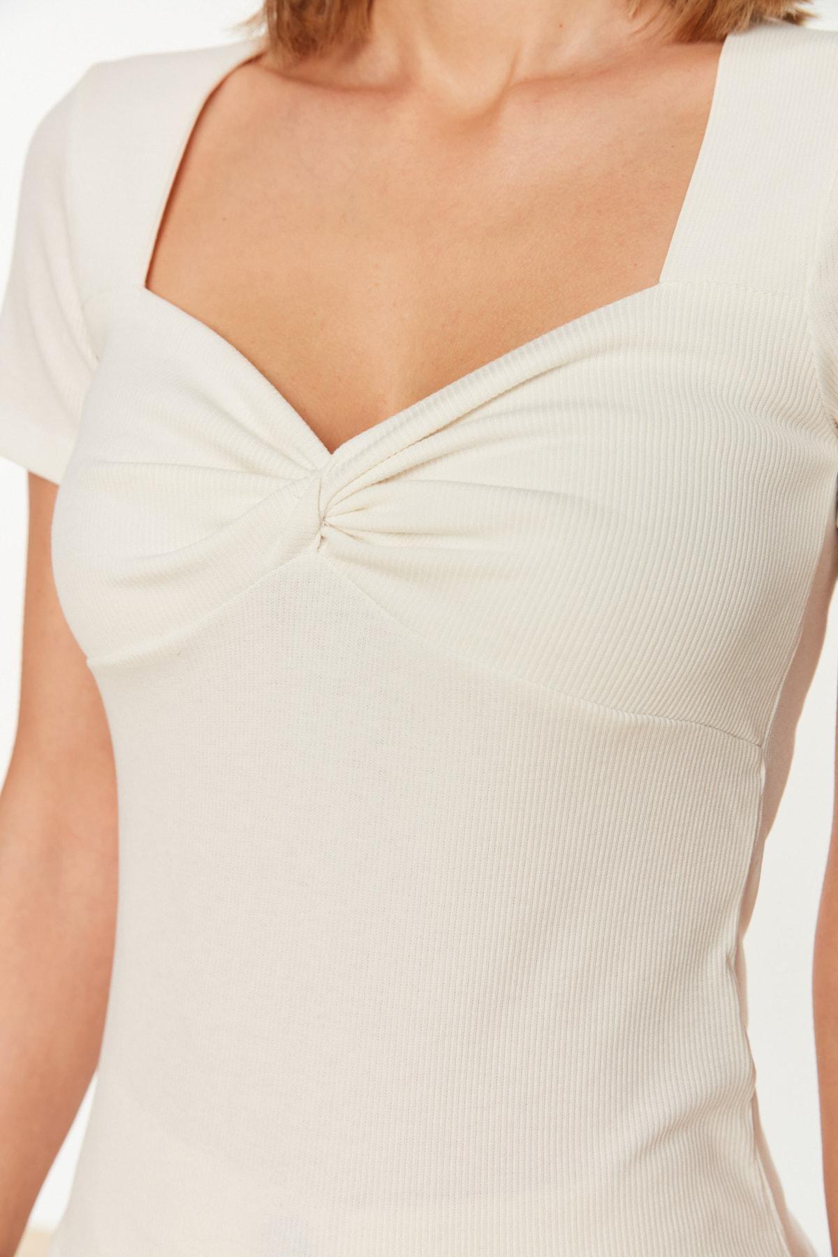Cream Slim Blouse, , large image number 2