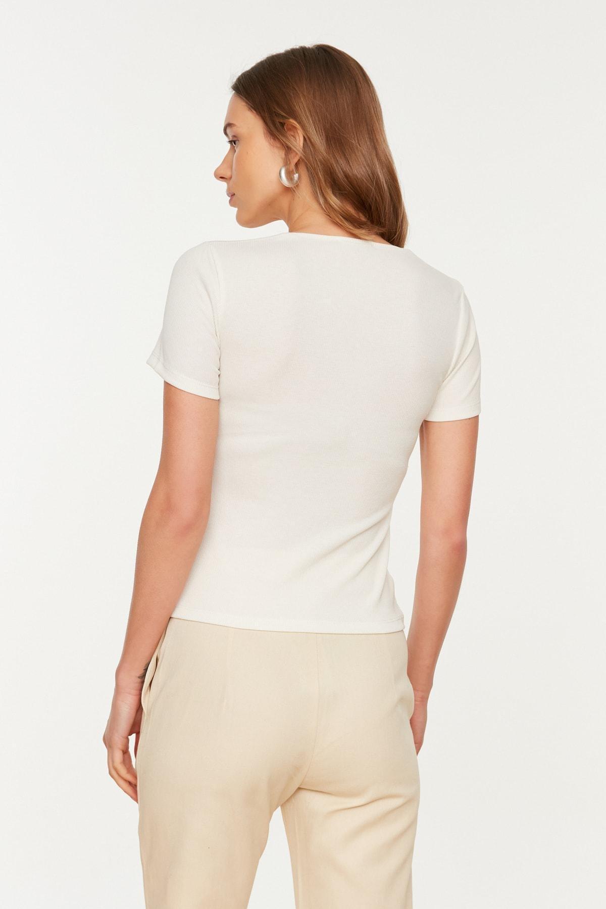 Cream Slim Blouse, , large image number 4