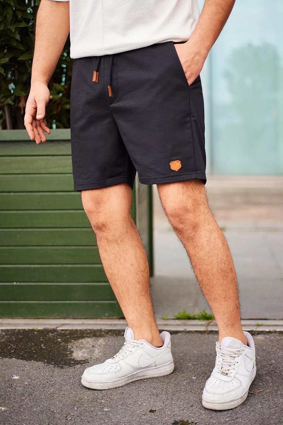 Black Regular Cut Short Laced Shorts, , large image number 4