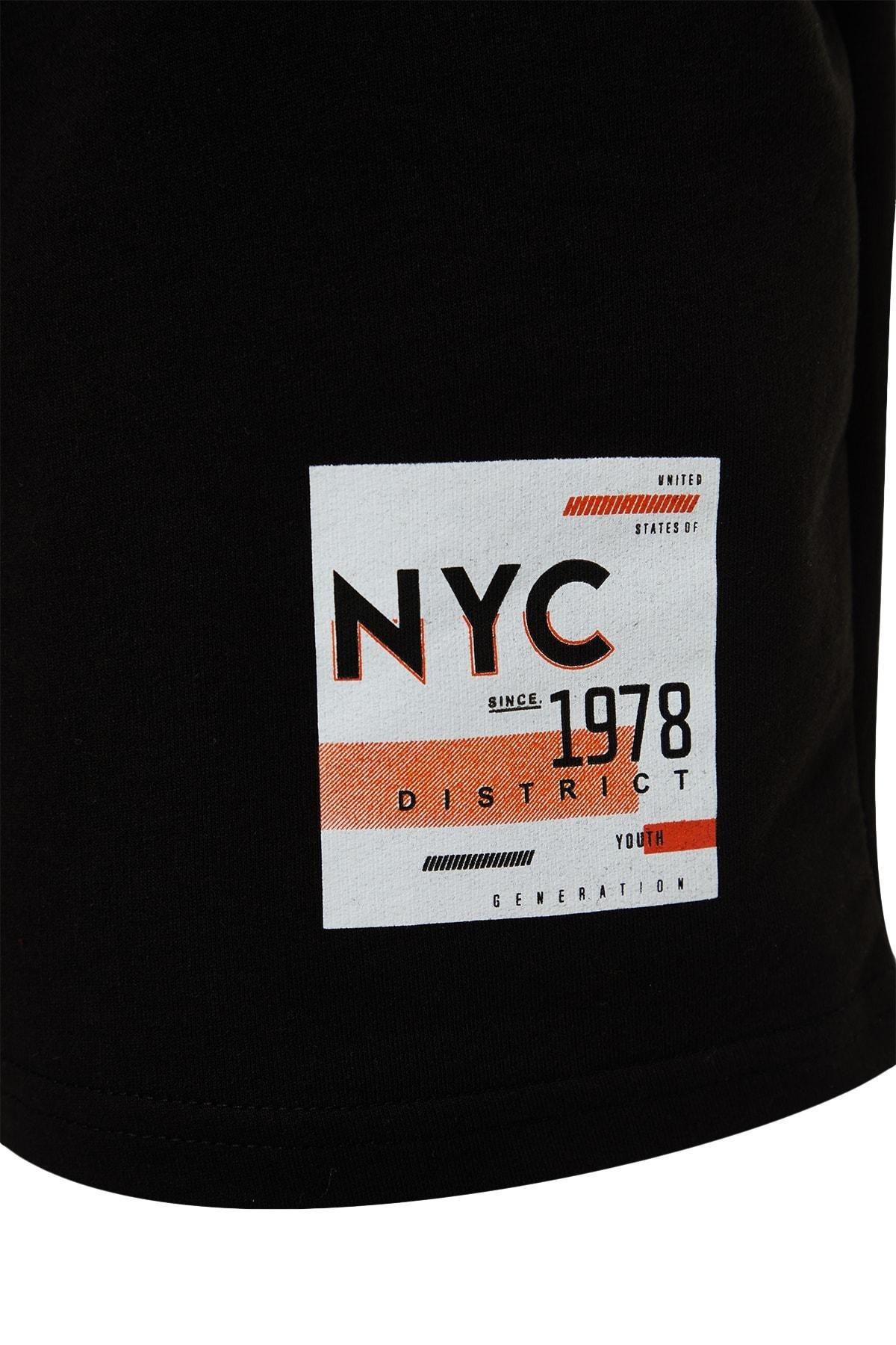 Black Normal Waist Printed Shorts, Black, large image number 5