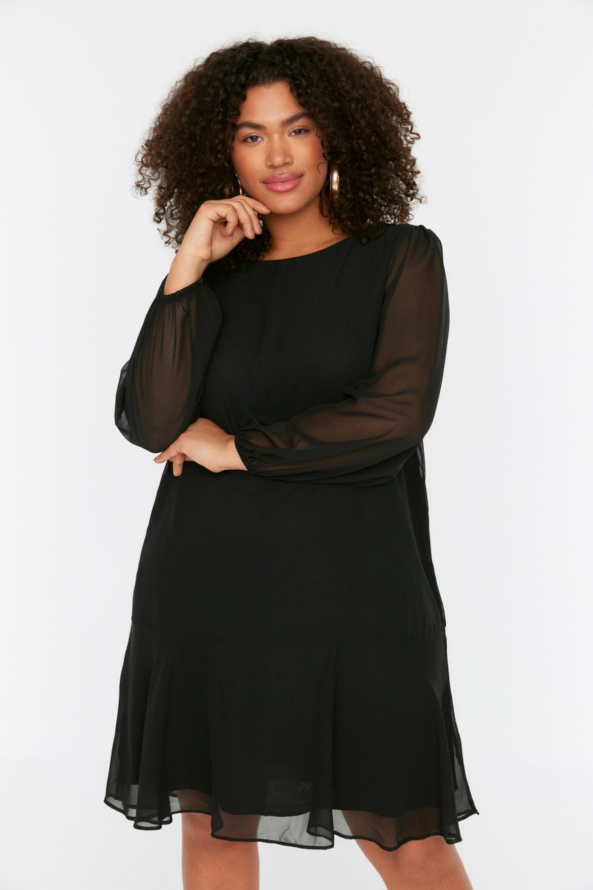 Black Plus Size Mini Dress, , large image number 1