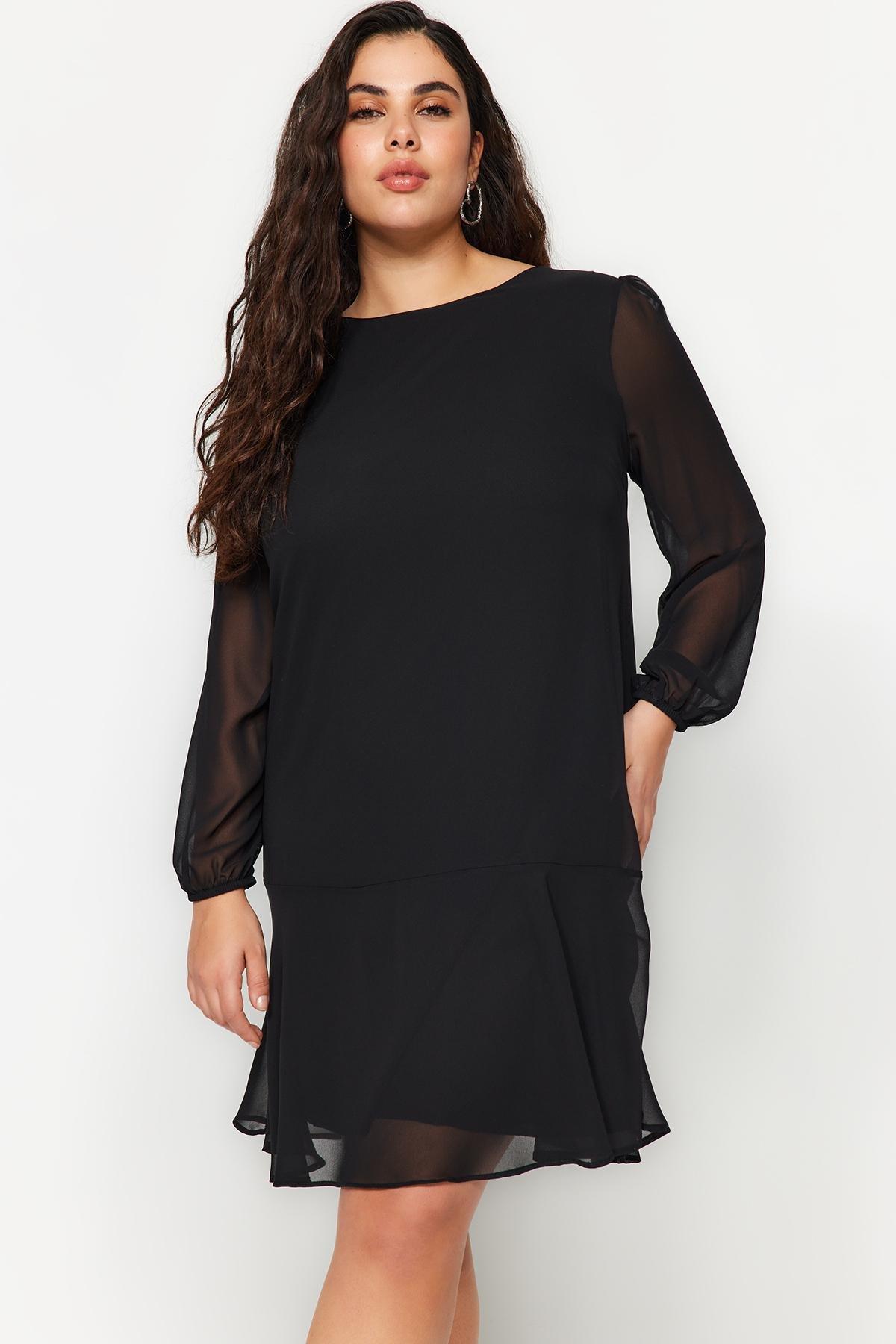 Black Plus Size Mini Dress, , large image number 2