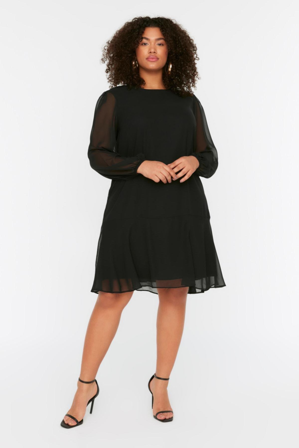 Black Plus Size Mini Dress, , large image number 3