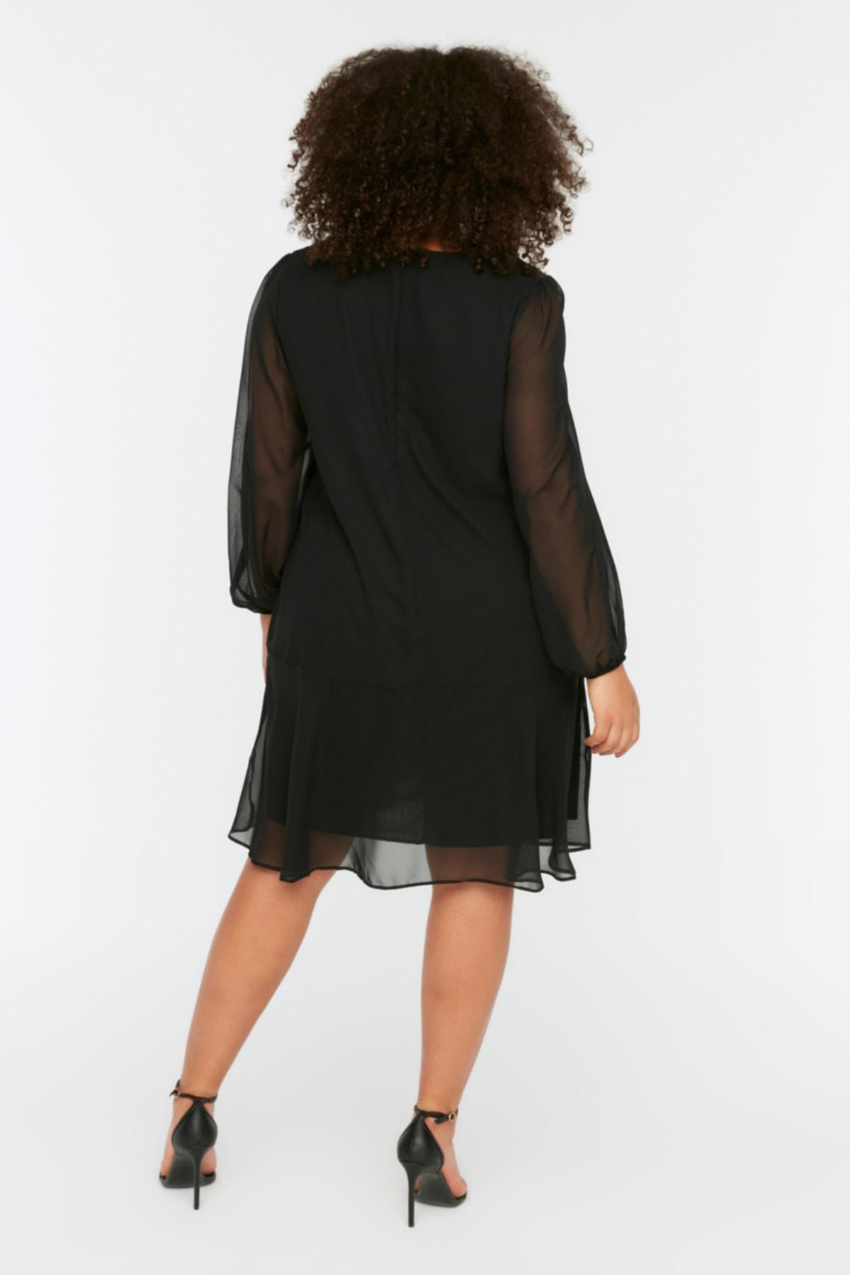 Black Plus Size Mini Dress, , large image number 5