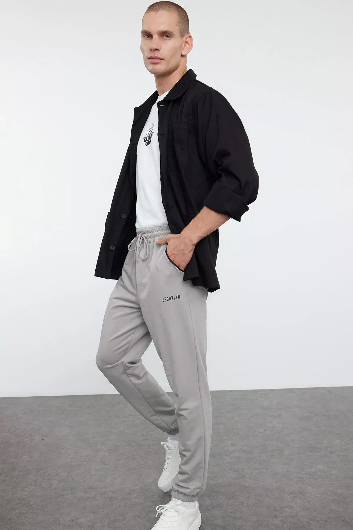 Grey Regular Fit Printed Sweatpants, C101_5662, large image number 2