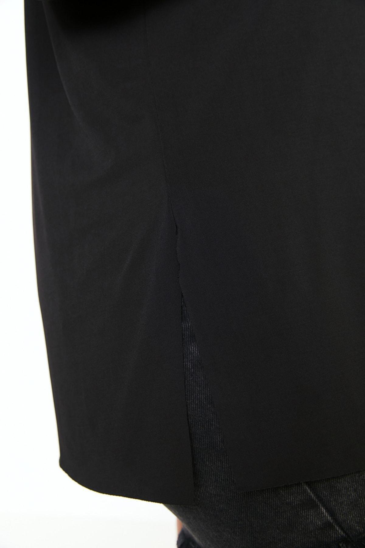Black V Neck Plus Size Blouse, , large image number 3