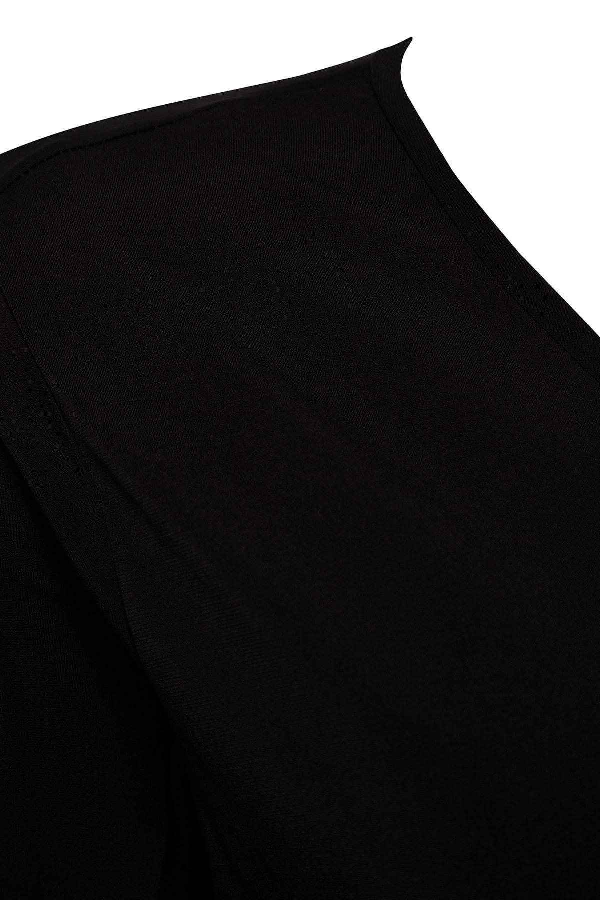 Black V Neck Plus Size Blouse, , large image number 5