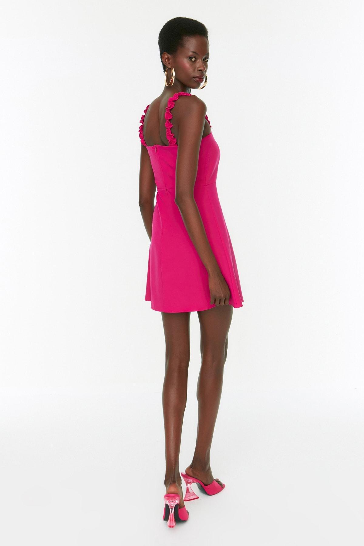 Pink A-Line Square Collar Dress, , large image number 3