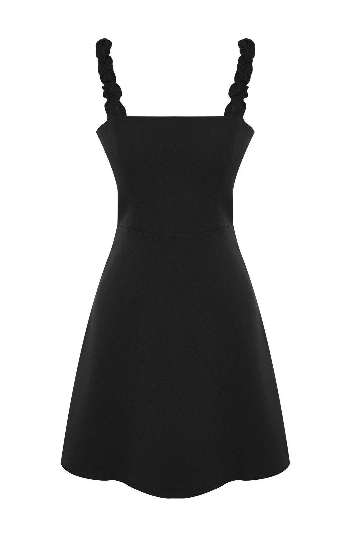Black A-Line Square Collar Dress, , large image number 6