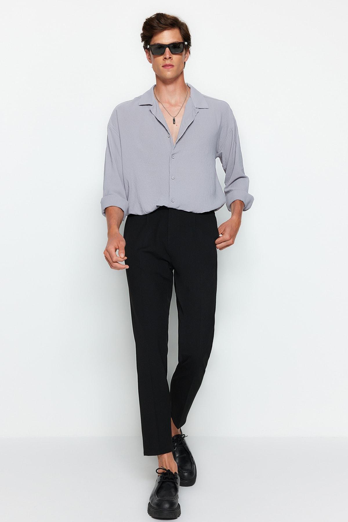 Black Regular Straight Pants, , large image number 2