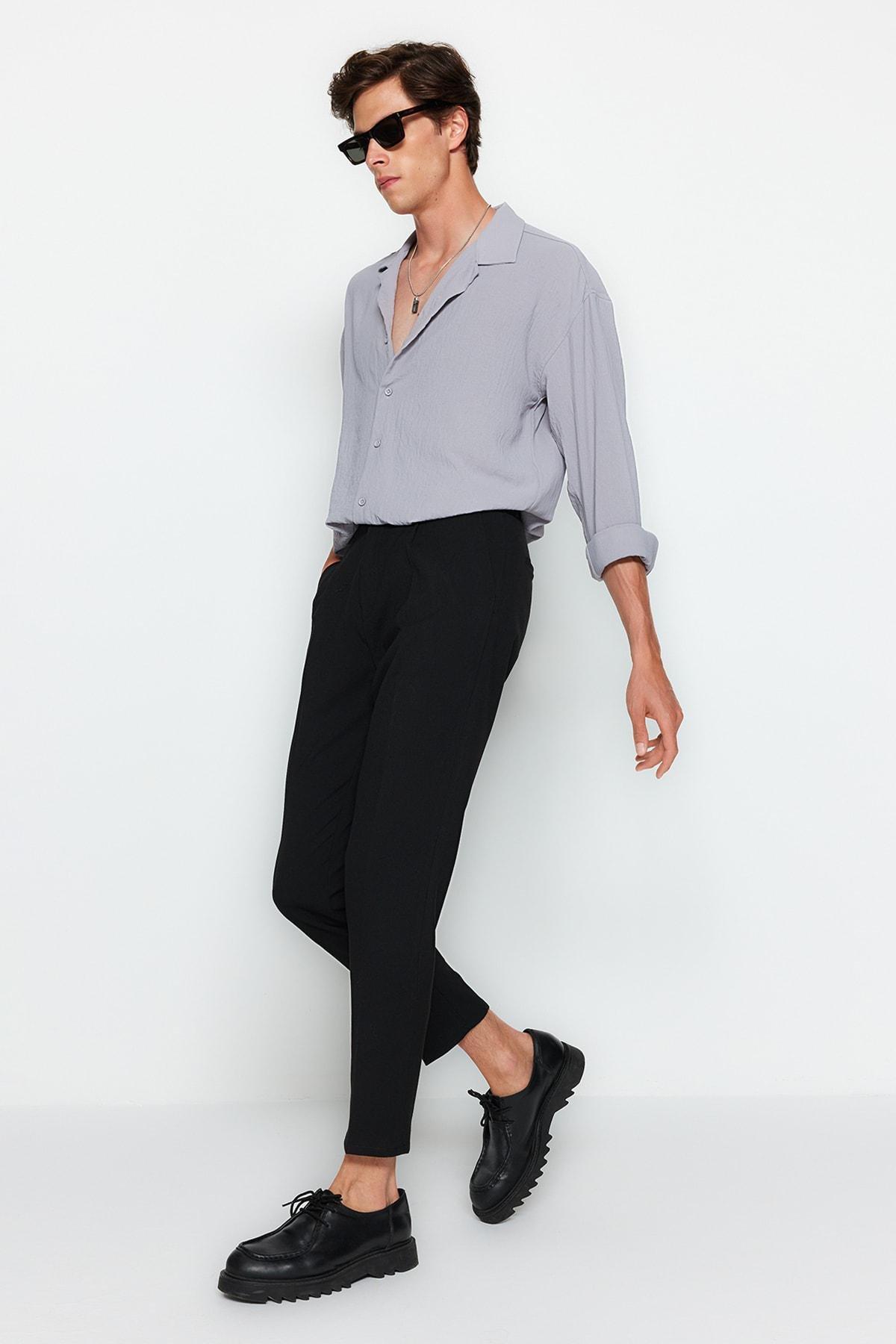 Black Regular Straight Pants, , large image number 3