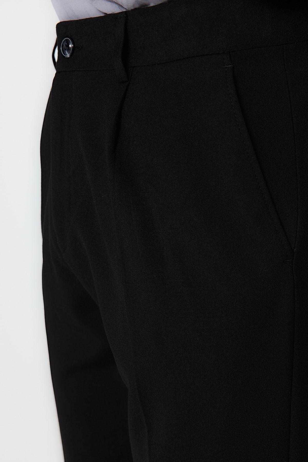Black Regular Straight Pants, , large image number 5