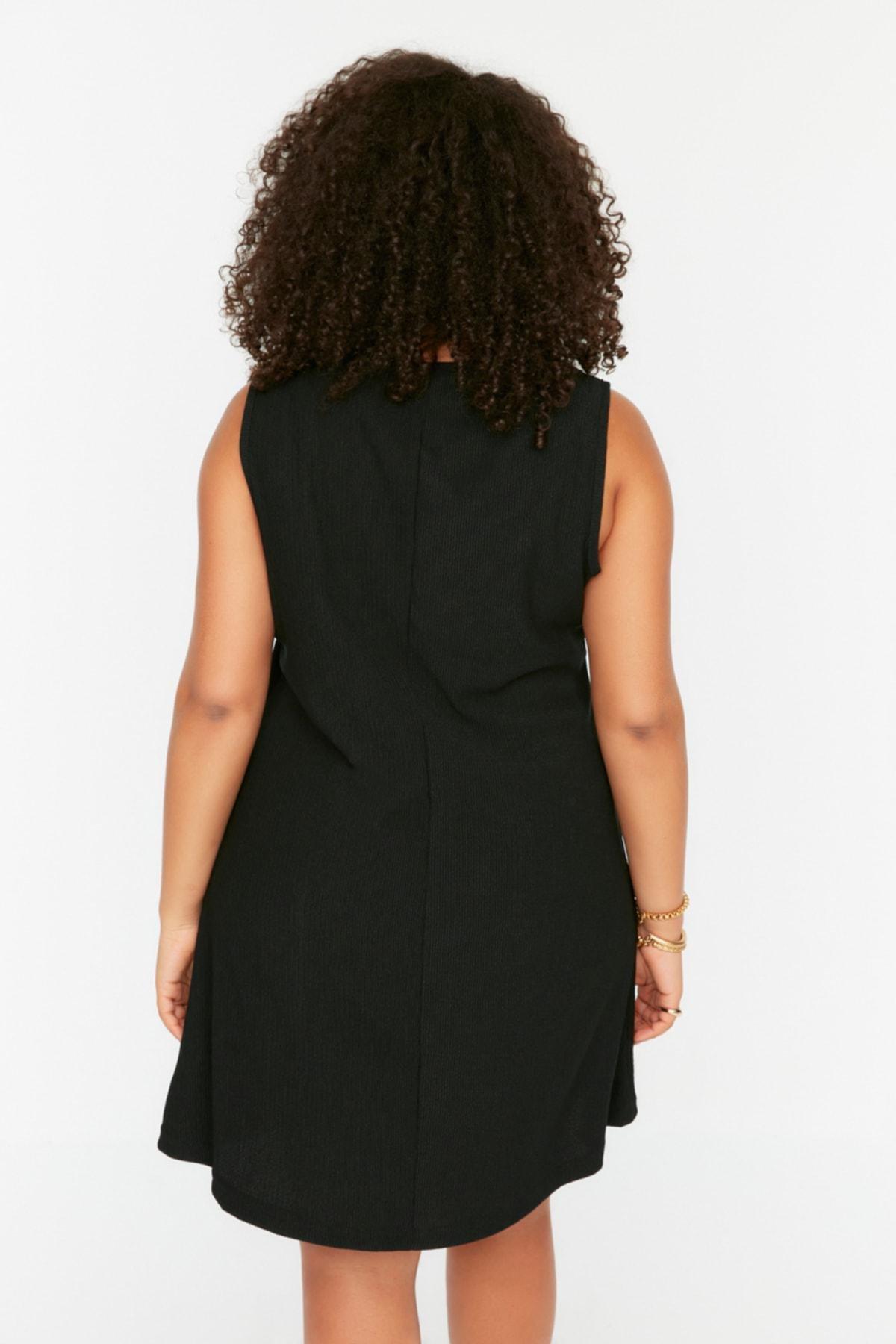 Black Midi Plus Dress, Black, large image number 4