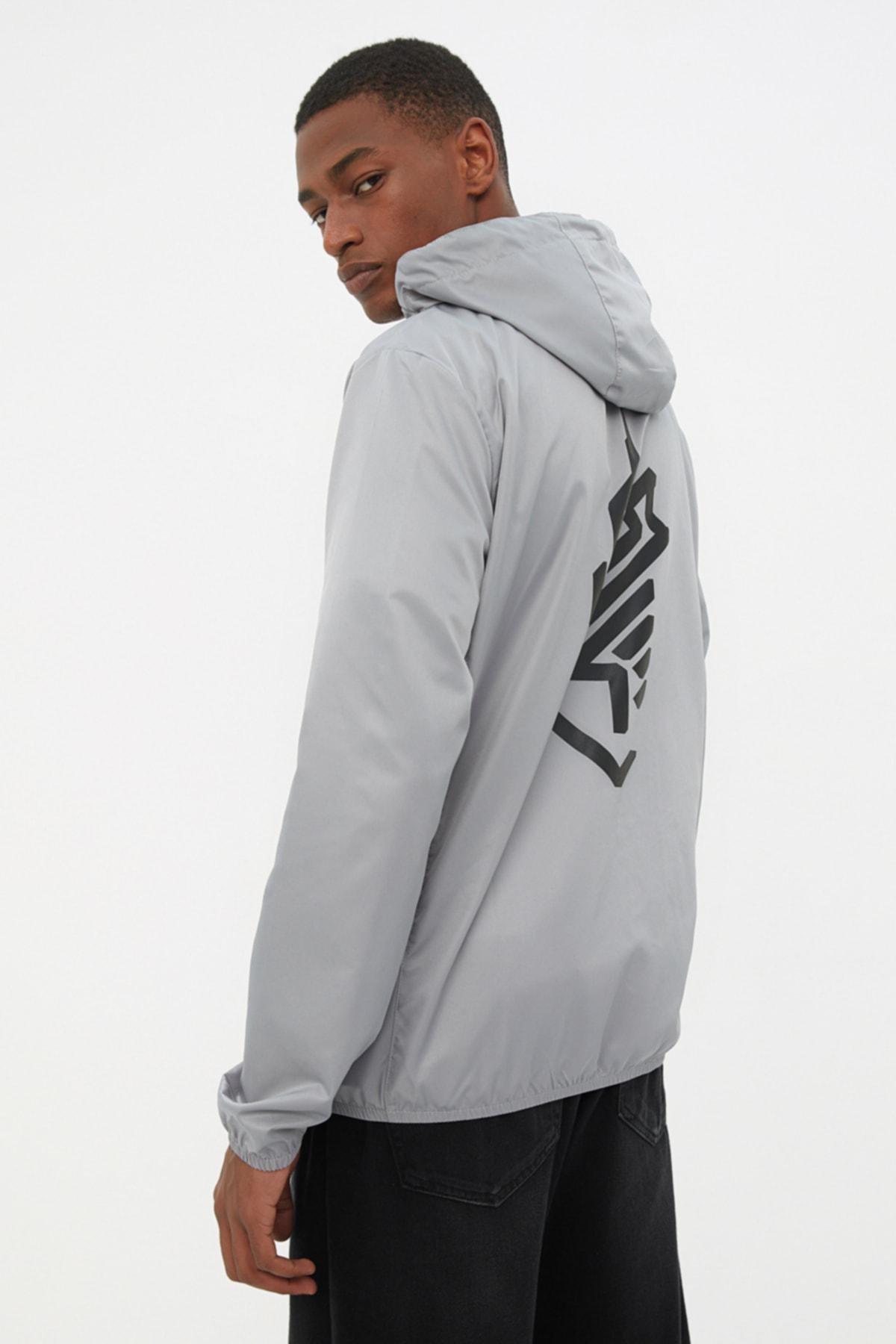 Gray Hooded Puffer Jacket, Gray, large image number 0