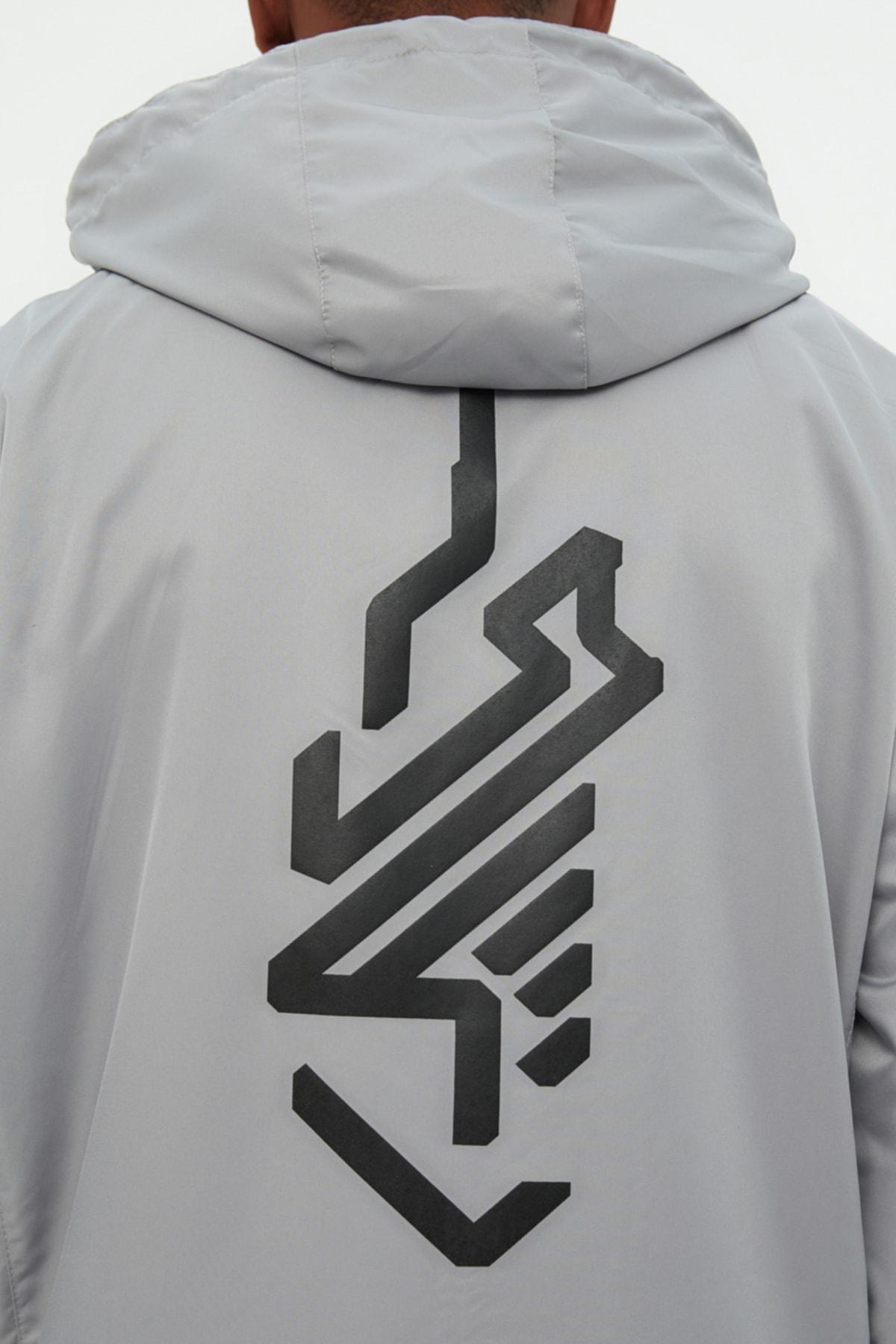 Gray Hooded Puffer Jacket, Gray, large image number 2