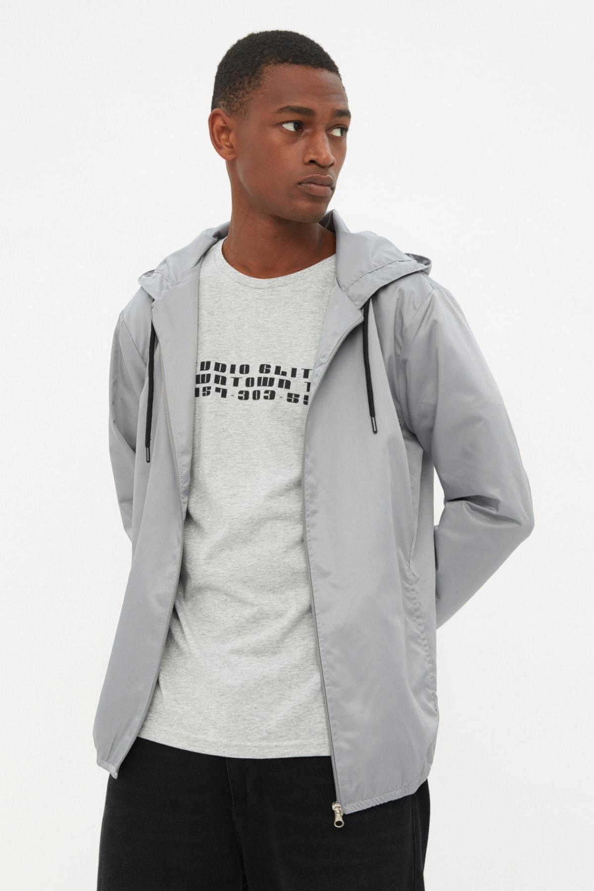 Gray Hooded Puffer Jacket, Gray, large image number 3