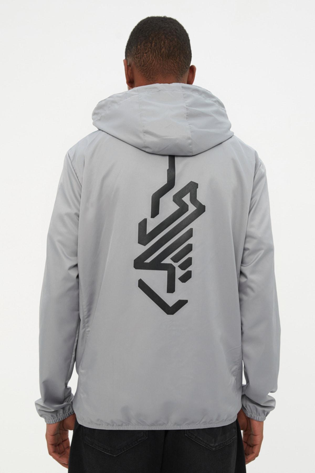 Gray Hooded Puffer Jacket, Gray, large image number 4